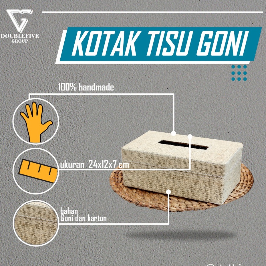 Kualitas Super Kotak Box Tisu goni 24x13x9 cm - cream