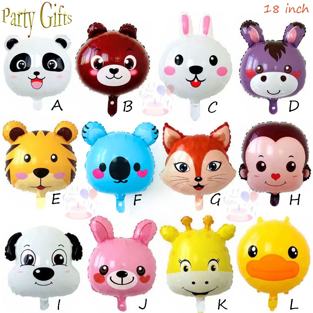 Balon foil bulat 18inch animal / Q V   ersi Balon foil bulat