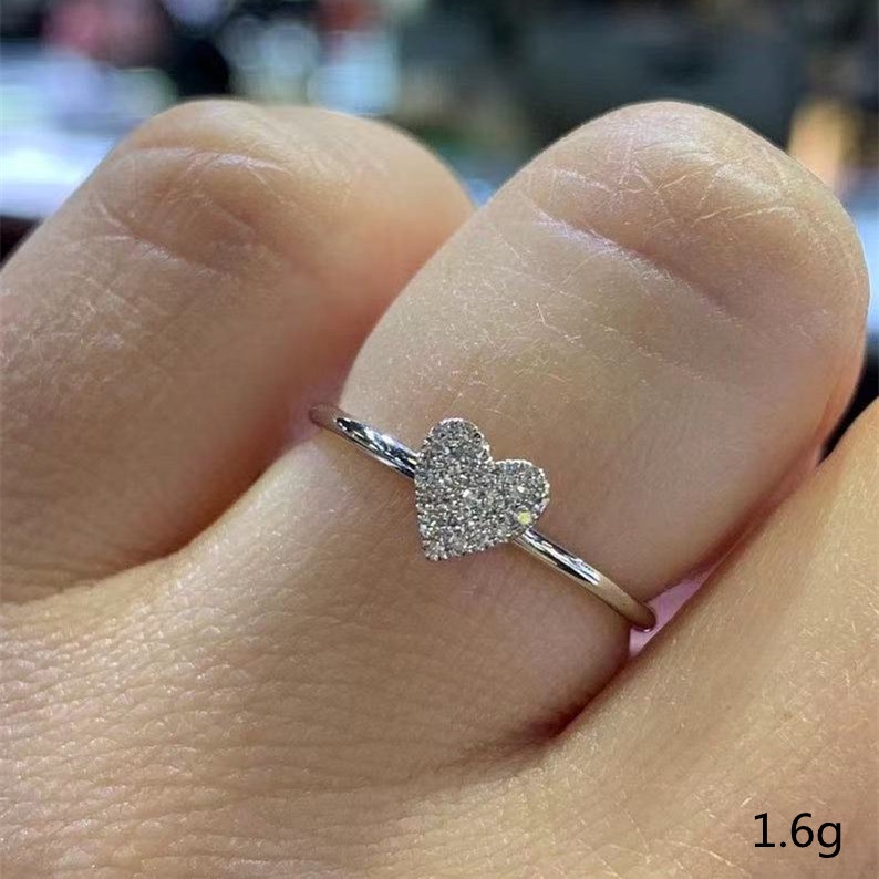 Cincin zircon Bentuk Hati Warna silver