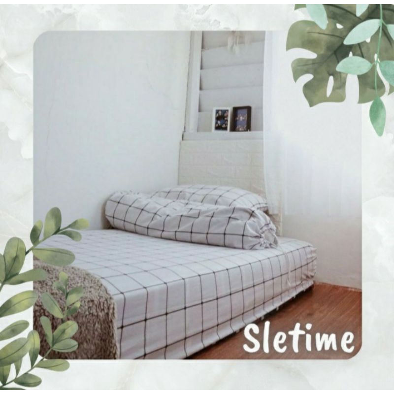 Sprei AESTHETIC  KOREA STYLE. Kotak Hitam & Putih Katun Premium (SPREI ONLY)