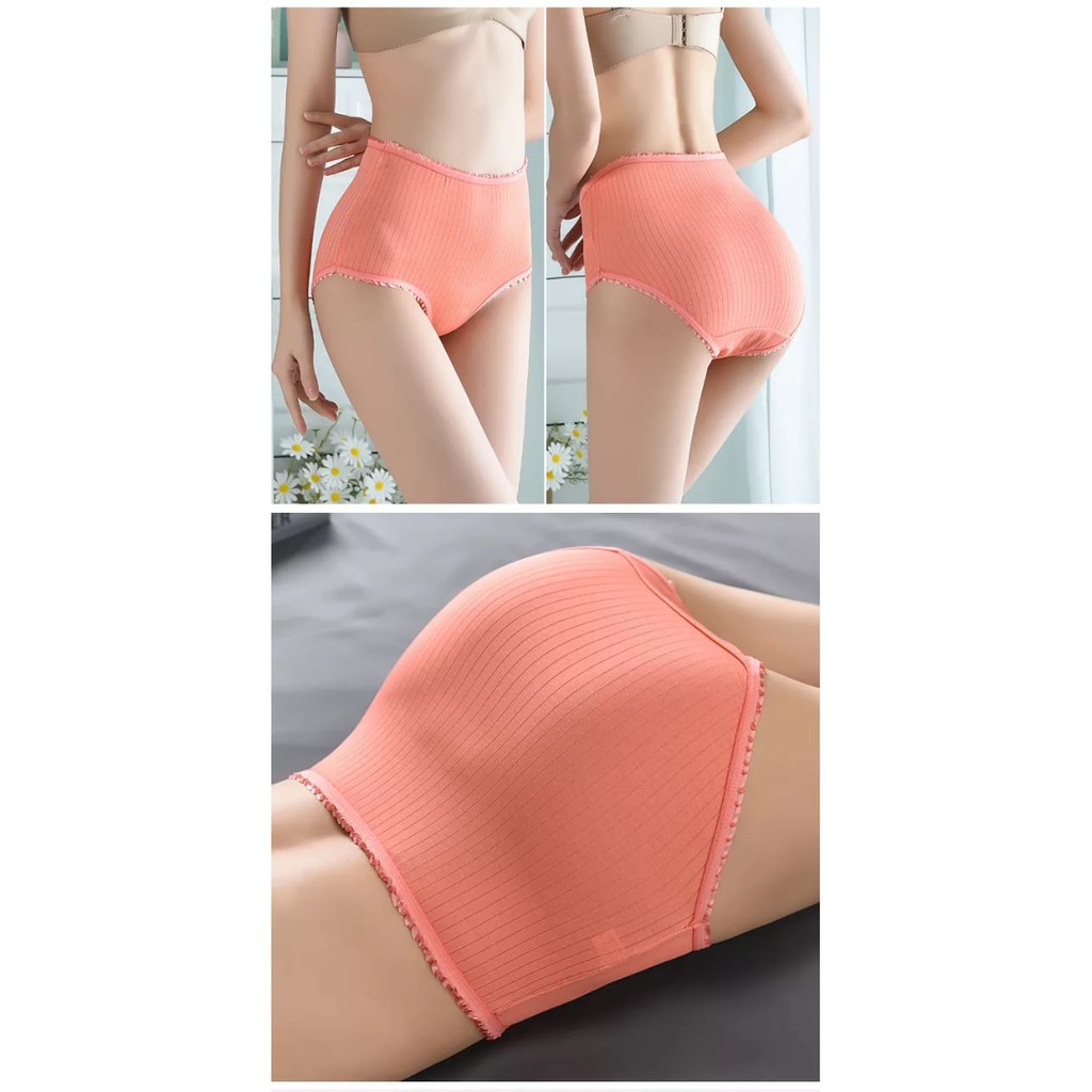 TF Korset Wanita Celana Dalam Pengecil Warna Putih Motif Tepi Bunga Bahan Elastis Brief