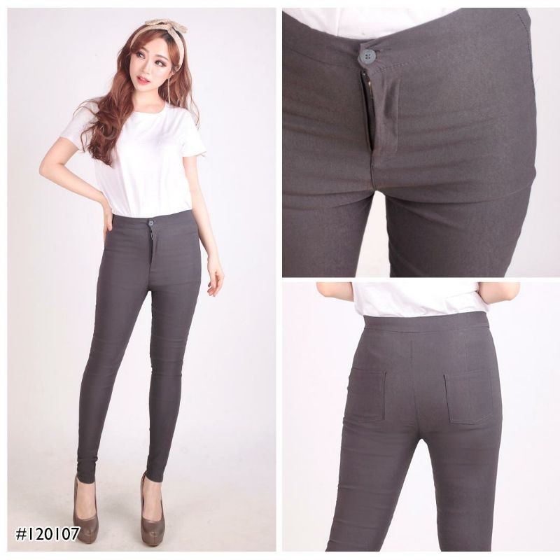 Celana Bahan Katun Panjang Highwaist Wanita