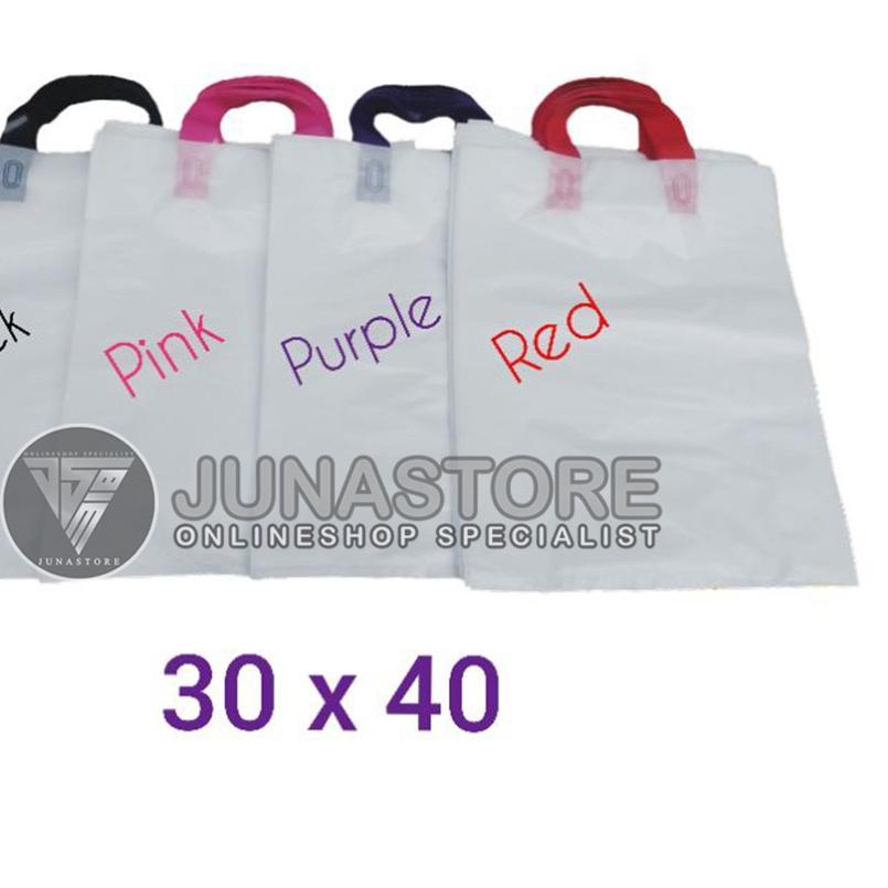 ☚ Plastik Shopping Bag / Plastik Soft Handle Kantong Putih REA 30 x 40 ❂