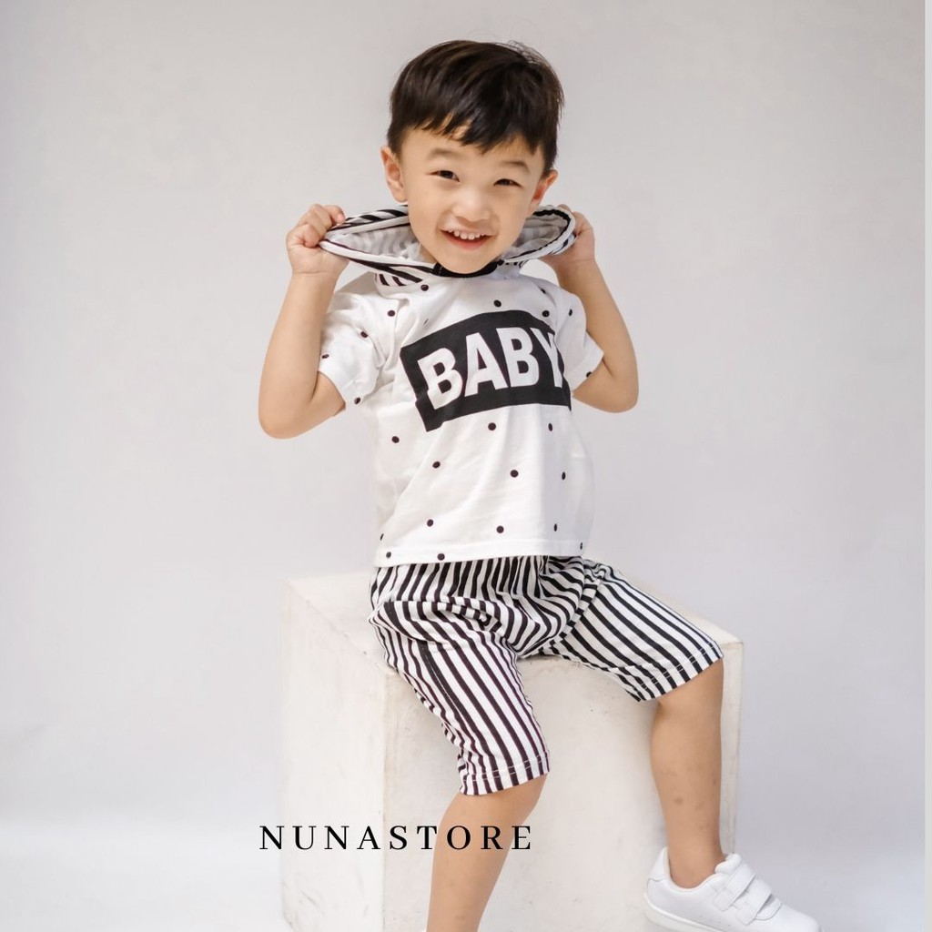 IMK Baju Motif Baby Hoodie / Setelan Baju Bayi 3 bulan - 3 tahun Baju Anak cowok Laki-laki