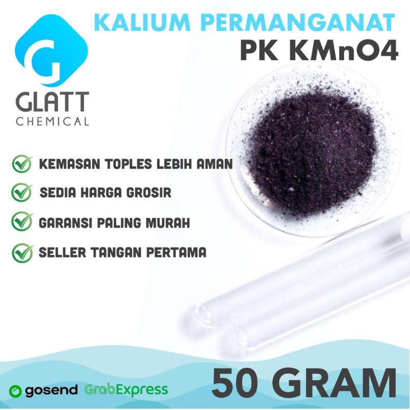 50 Gram PK Kalium Permanganat - Permanganas Kalikus - PK Obat ikan Koi KMNo4 - Bahan Pemutih Kertas