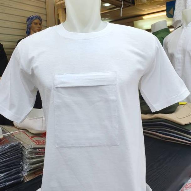 [H-ALU ♥] KAOS OBLONG PRIA/ KAOS OBLONG PUTIH/ KAOS OBLONG KANTONG DEPAN/ KAOS KANTONG DEPAN PRIA AU