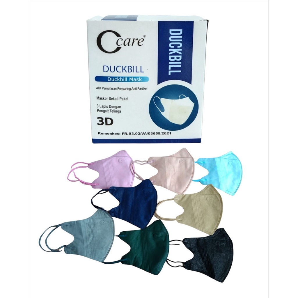 MASKER DUCKBILL DEWASA CCARE 3 PLY WARNA ISI 50 PCS [SWEETSPACE]