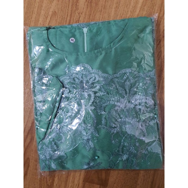 Size L XL XXL / Gamis Muslim Farasya / Maxi Brukat Selma Tulle Premium Jumbo Murah Brokat Navy Marun-Hijau Pandan