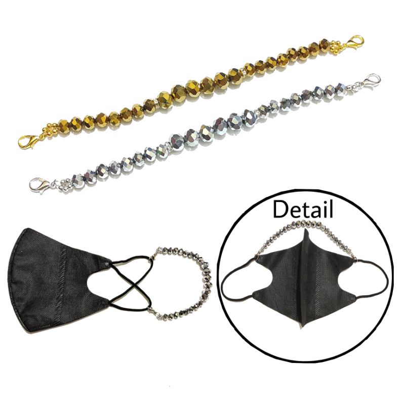 Konektor Masker Hijab Mask Connector Strap Extender Diamond Metalic Kristal Crystal Series