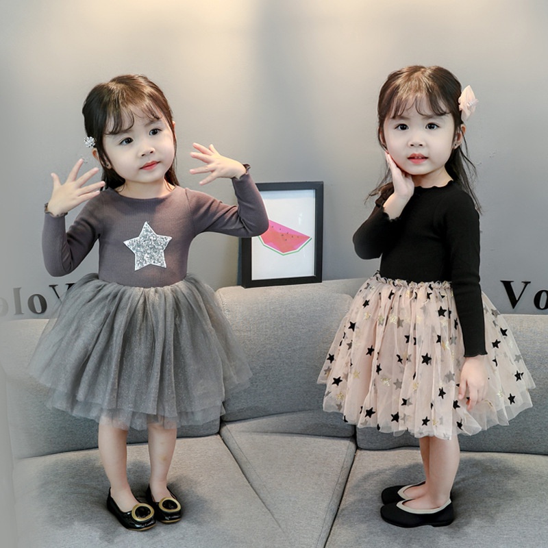 B098 NEW Dress tutu anak motif bintang kualitas premium