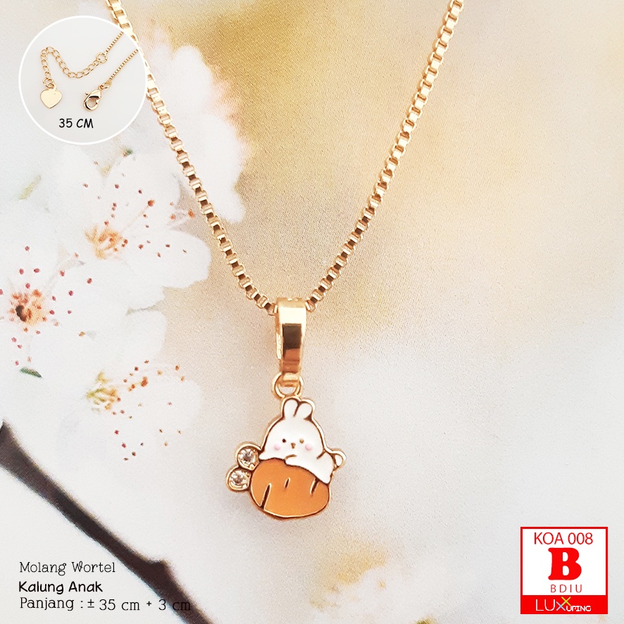 KOA 008 Kalung Set Liontin Anak Molang Murah Zirkon Lapis Emas Panjang 35 cm  Rantai Kalung Nuri Kecil Luxx Xuping