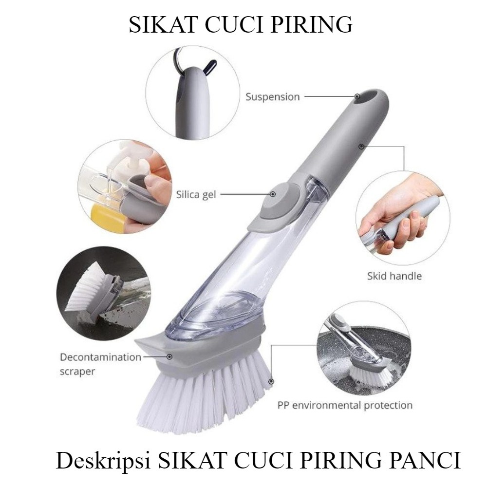 (COD) Cleaning Brush Sikat Cuci Piring Alat Dapur Free Sponge Pembersih