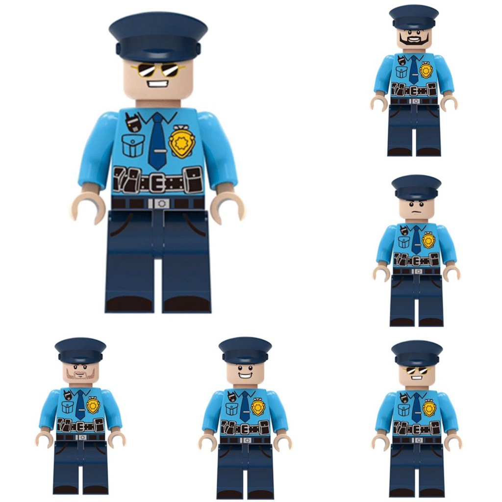 Set Figura Polisi Blok Bangunan Untuk Bermain Imajinatif 6pcs Dengan Fitur Realistis