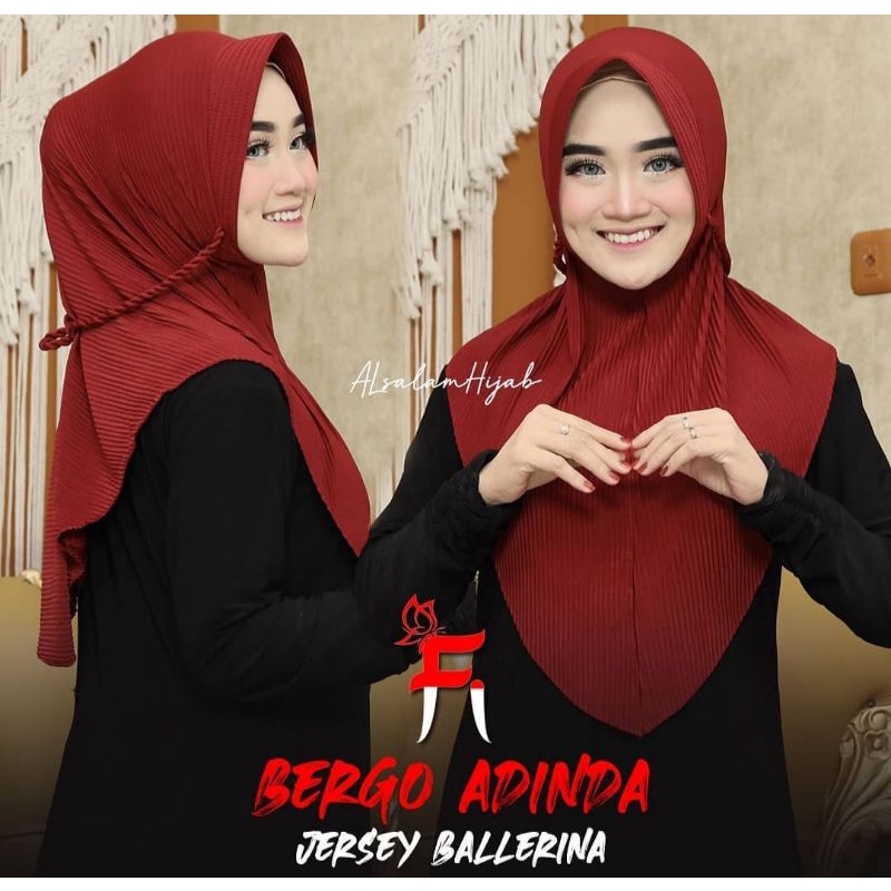 Bergo maryam plisket tali kepang / hijab instan plisket tali kepang / kerudung plisket / bergo prisk