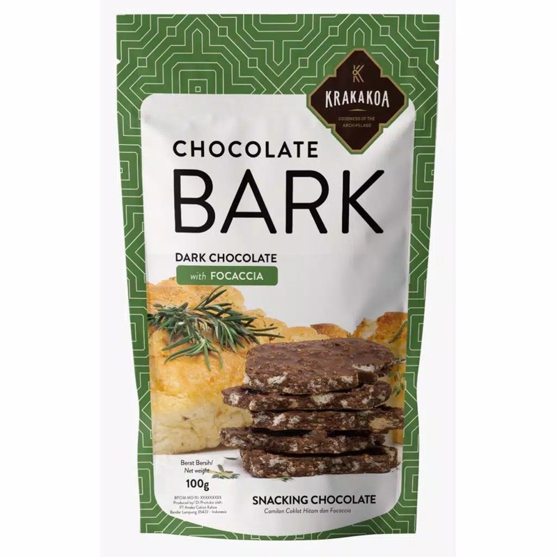 Krakakoa BEAU Dark Chocolate Bark with FOCACCIA 100g | Snack Cokelat