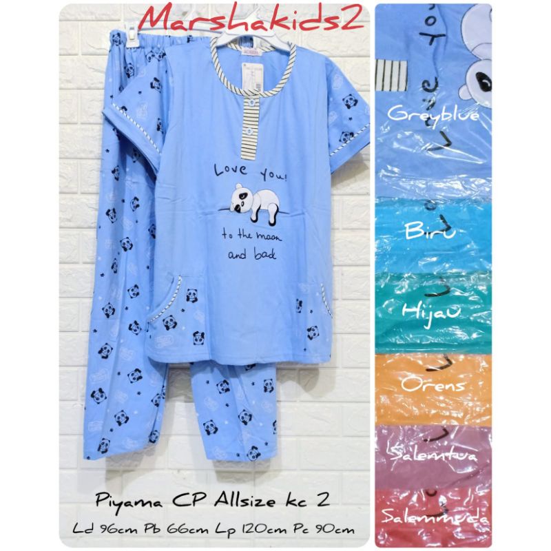 Piyama cp Allsize Standar Lorita by sofie Ld 96cm baju tidur babydoll kaos lengan pendek