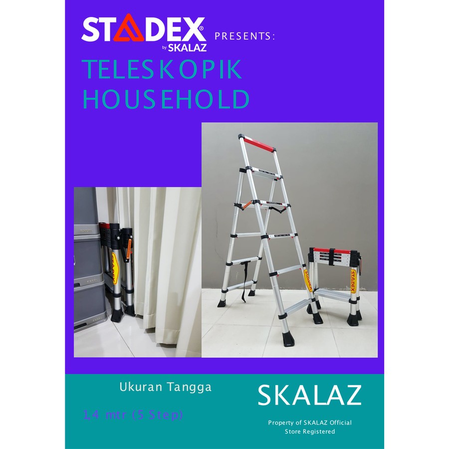 Tangga Teleskopik Lipat 5 step T.1,4 m household Merk Stadex by Skalaz