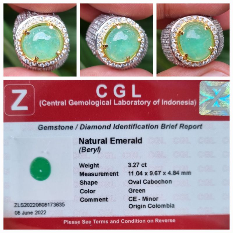 Natural Zamrud Colombia Jamrud Emerald Colombia Minor Memo 3.27 crt
