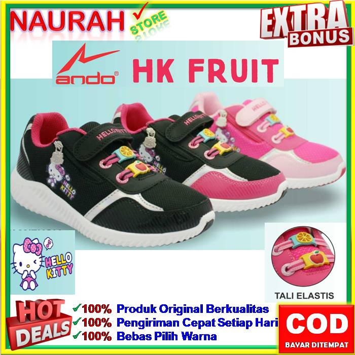 SEPATU ANDO ANAK HELLO KITTY HK FRUIT SNEAKERS ANAK 100% ORIGINAL KUALITAS IMPORT ANTI SLIP AWET SOL NYAMAN EMPUK