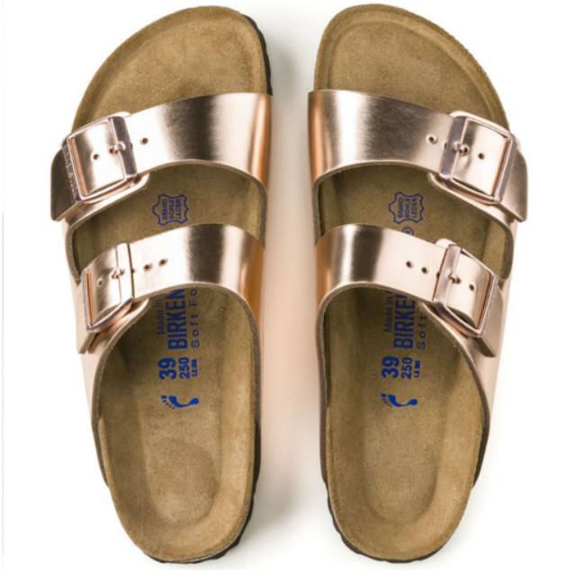 birkenstock arizona metallic copper