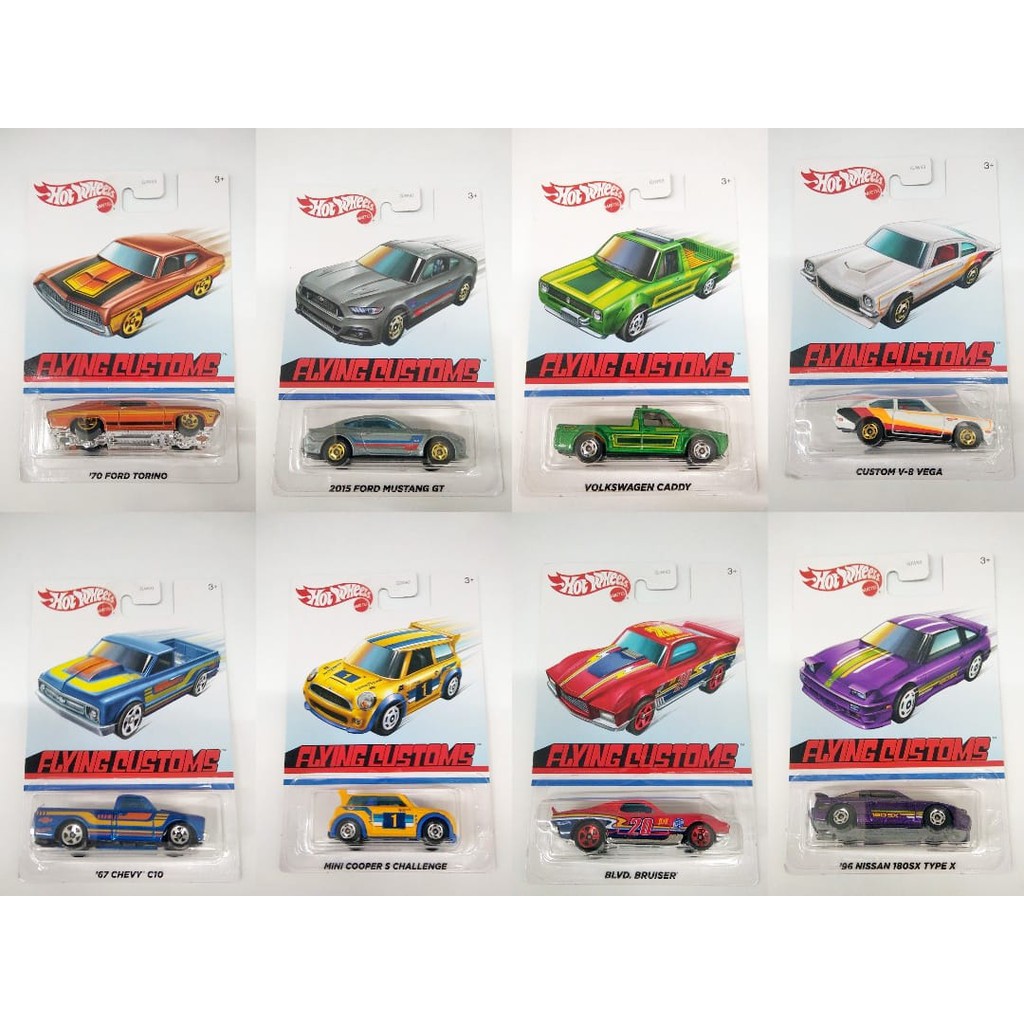 Diecast Hot Wheels Flying Customs SET B Mini Cooper S Challenge Volkswagen Nissan Ford Mustang GT HW