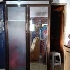 Lemari baju 2pintu full kaca aluminium coklat