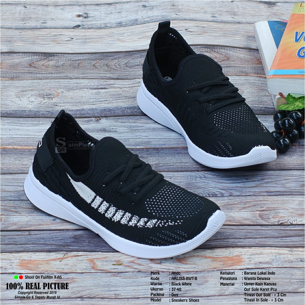 SEPATU SNEAKERS BERTALI WANITA DEWASA TERBARU ANDO ARLISS 37-40