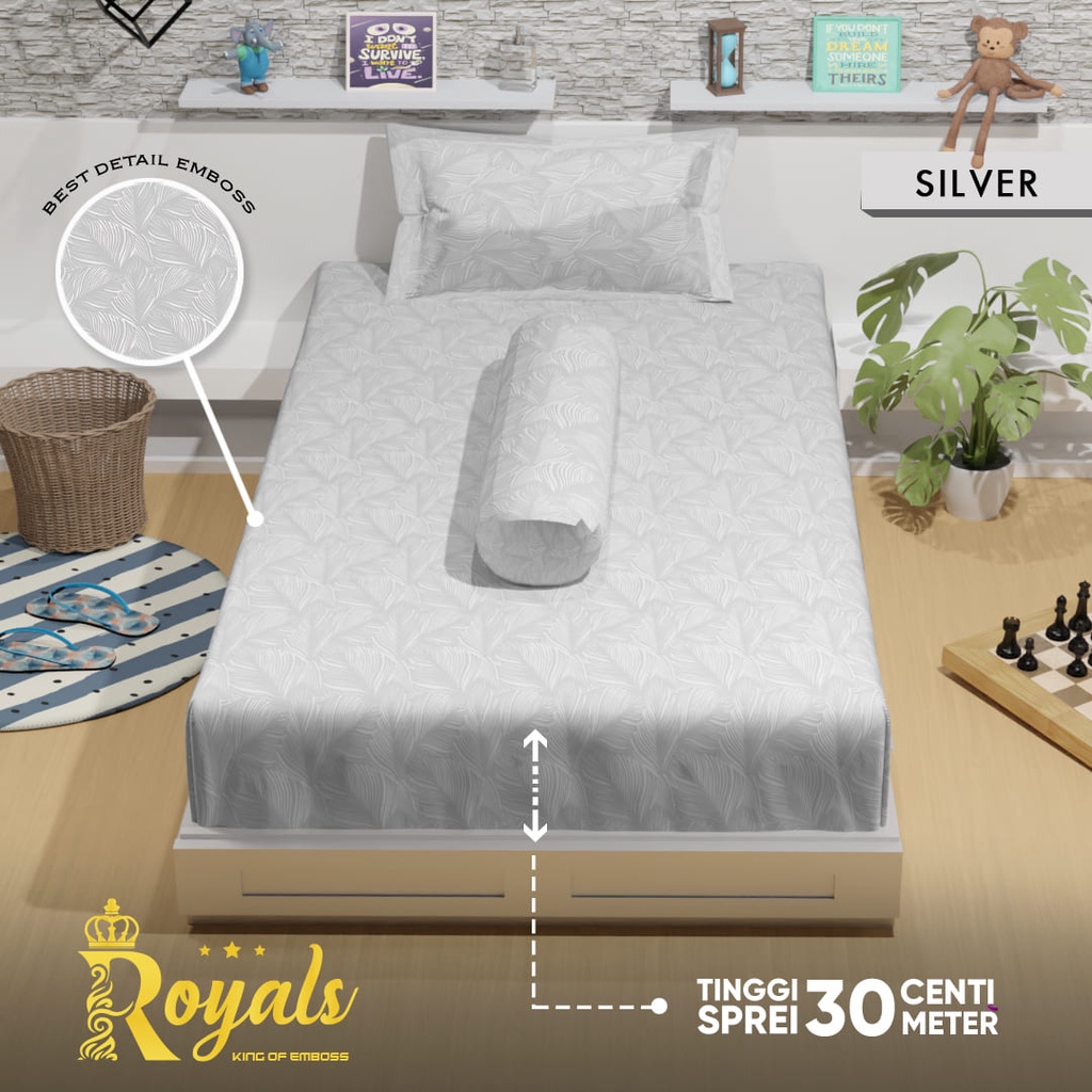 Royals Sprei Jacquard Emboss Uk 100/120 - Silver