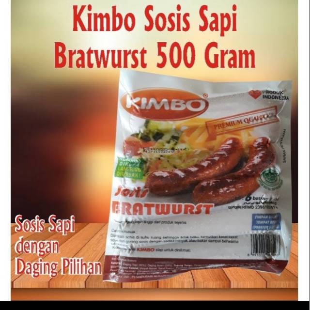 

Sosis Sapi Kimbo BRATWURST rasa original 500 gr isi 6 pcs