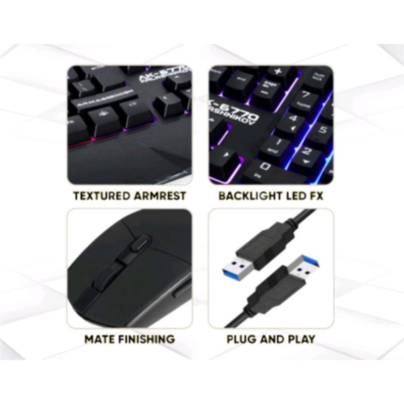 keyboard Gaming Armaggeddon AK6770 Kalashnikov Membrane Keyboard usb Mouse