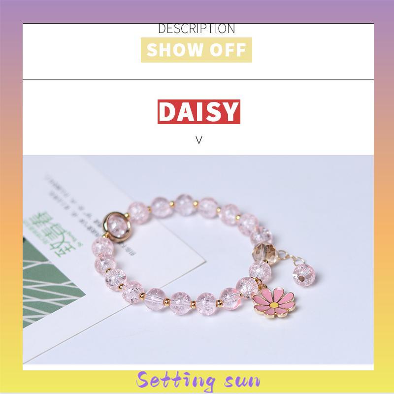 Gelang Rumbai Bunga Daisy Kristal Korea Wanita Gadis Gelang Perhiasan Aksesoris TN