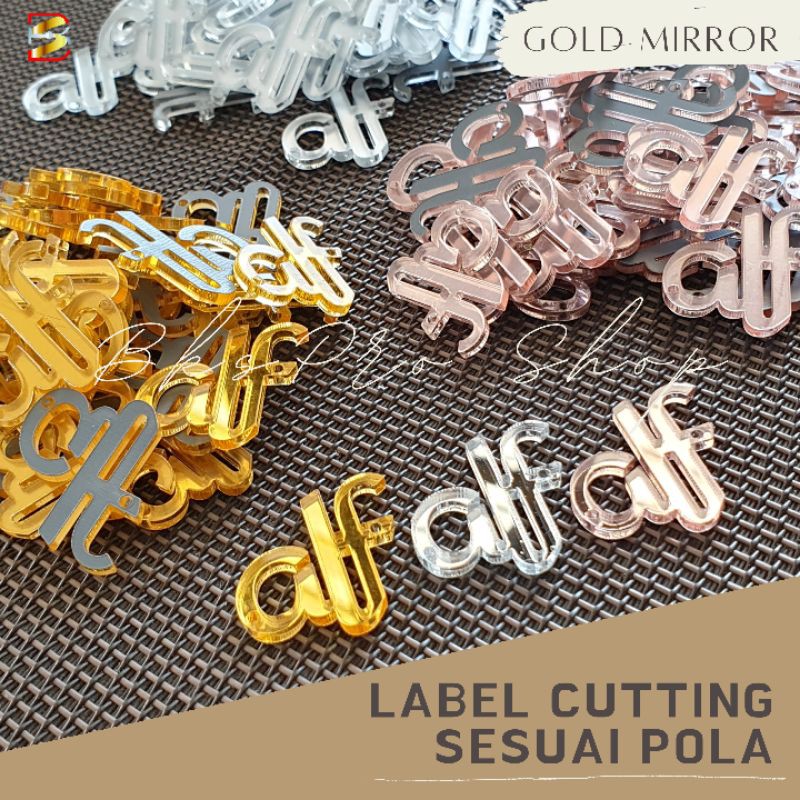 

Label Inisial,Akrilik Laser cutting,warna mirror/Cermin,Lebel merk Tanpa PO