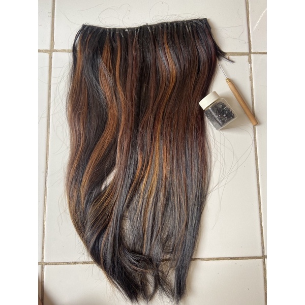 hair extention human hair/hair clip rambut sambung rambut asli preloved