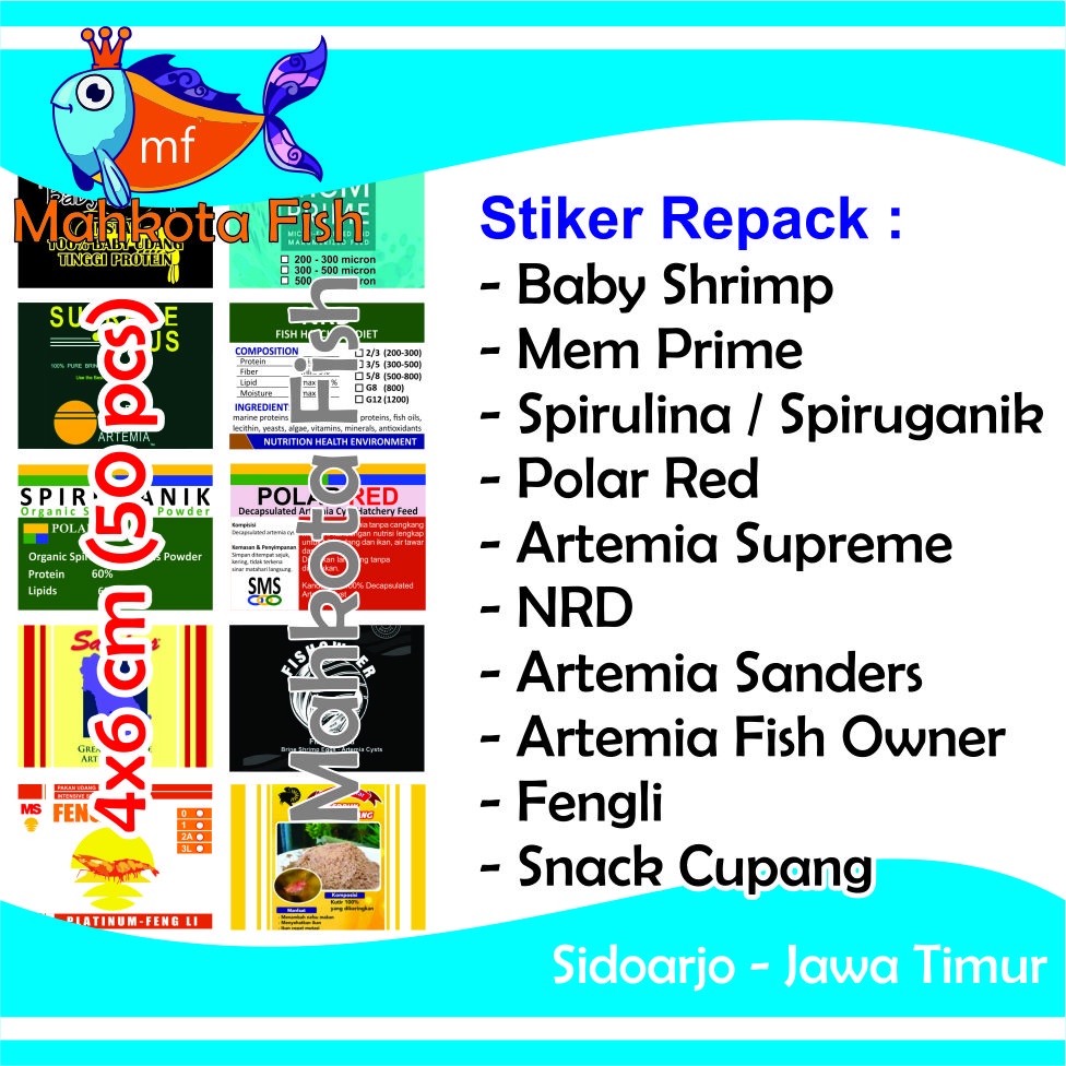 Stiker Repack (4x6) | Mem | Supreme | FishOwner | NRD | Polar Red | Spirulina | Baby Shrimp | Fengli | Sanders | Snack Cupang