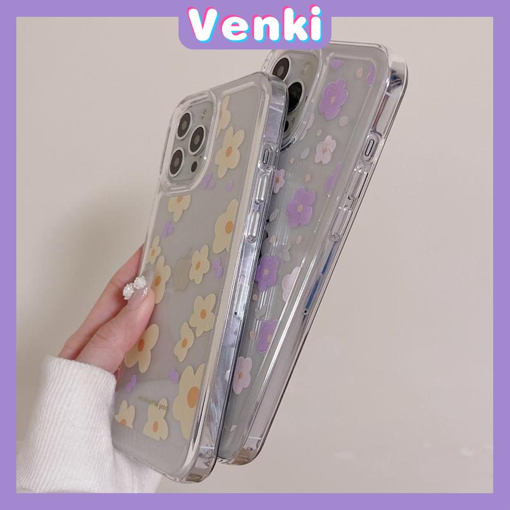 iPhone Case Clear Case Soft Thick TPU Shockproof HD Super Transparent Protection Camera Plating Button Purple Flower For iPhone 13 Pro Max iPhone 12 Pro Max iPhone 11 iPhone 7Plus