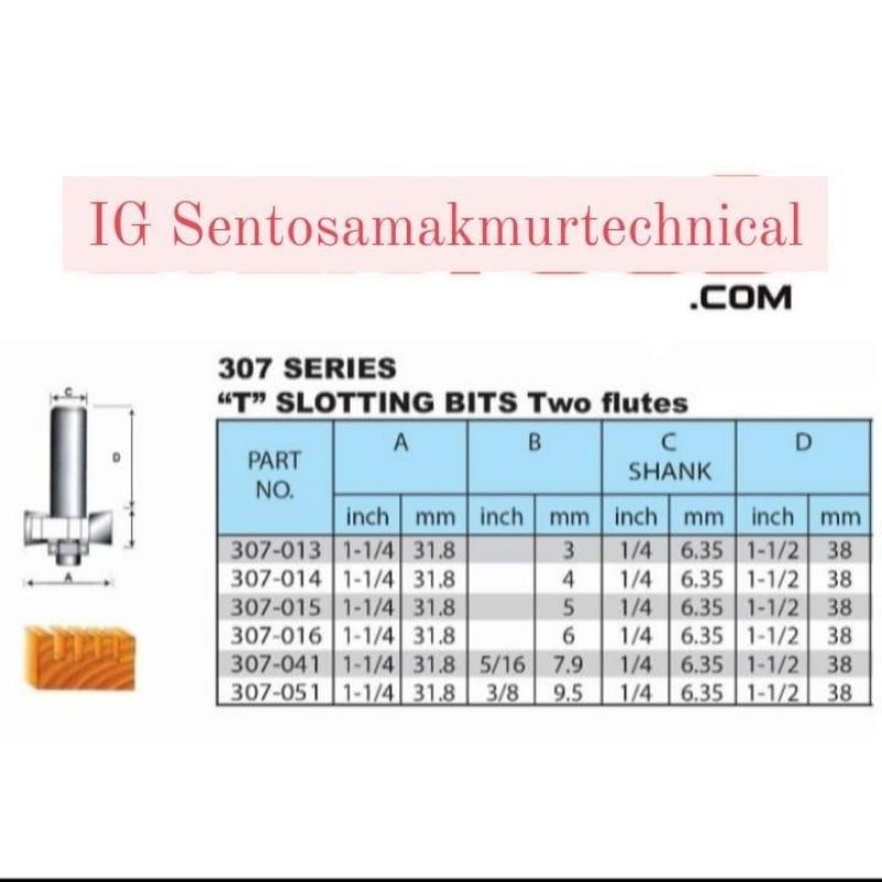 BENZ 307-016 6 MM Mata Router Trimmer Profil Kayu Slotting Bits 6mm