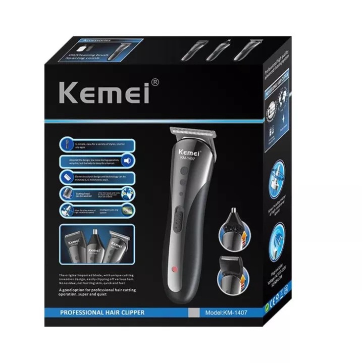 Alat Cukur Rambut Elektrik KM 1407 3IN1 - Hair Clipper Kemei 1407 Mesin Cukur Potong Rambut Kumis Jenggot