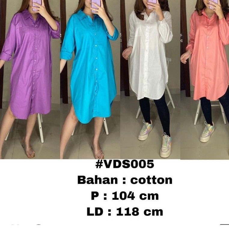 kemeja tunik panjang / kemeja lengan panjang katun polos