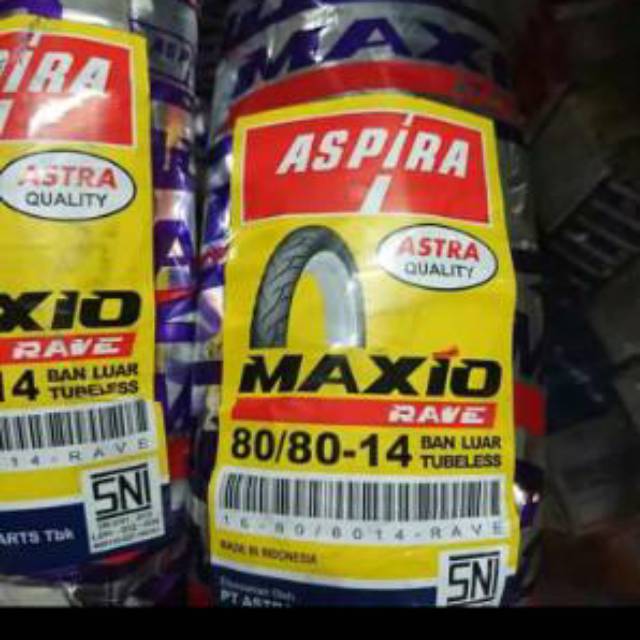 Ban Aspira Rave tubeless belakang UK.80/80-14 Yamaha Mio/Mio series/Xeon series