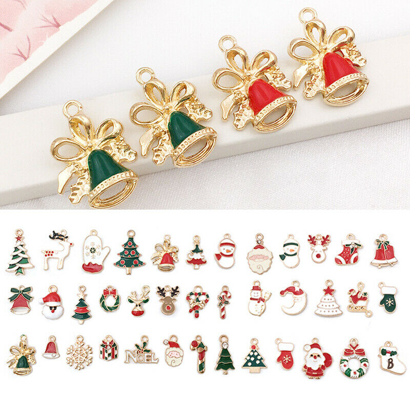 1 Set Liontin Gantung Enamel Seri Natal Warna-Warni Untuk Membuat Perhiasan Handmade DIY