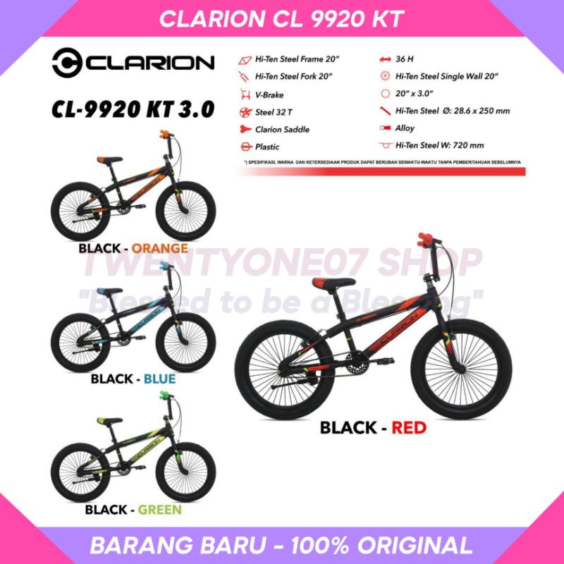 Sepeda BMX 20 Inch CLARION CL 9920 KT 3.0 Ban Jumbo Besar Anak dan Dewasa