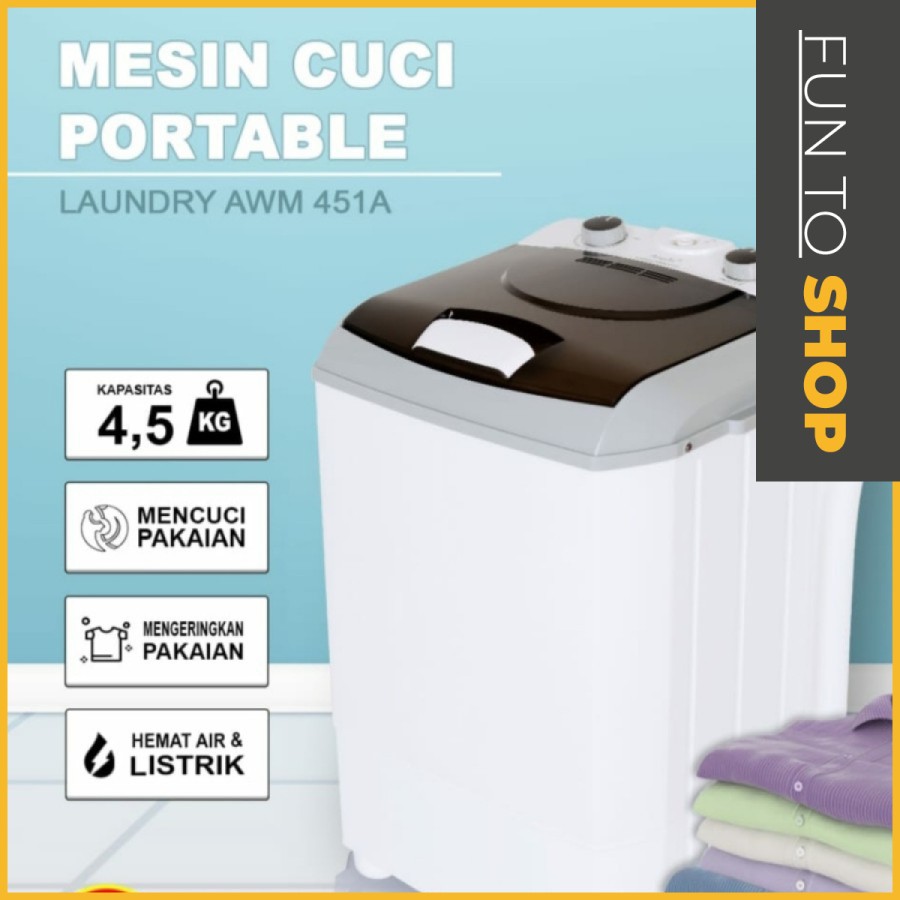 READY GOJEK MESIN CUCI AWM ARASHI 4,5 kg DRY & WASH CUCI DAN PENGERING