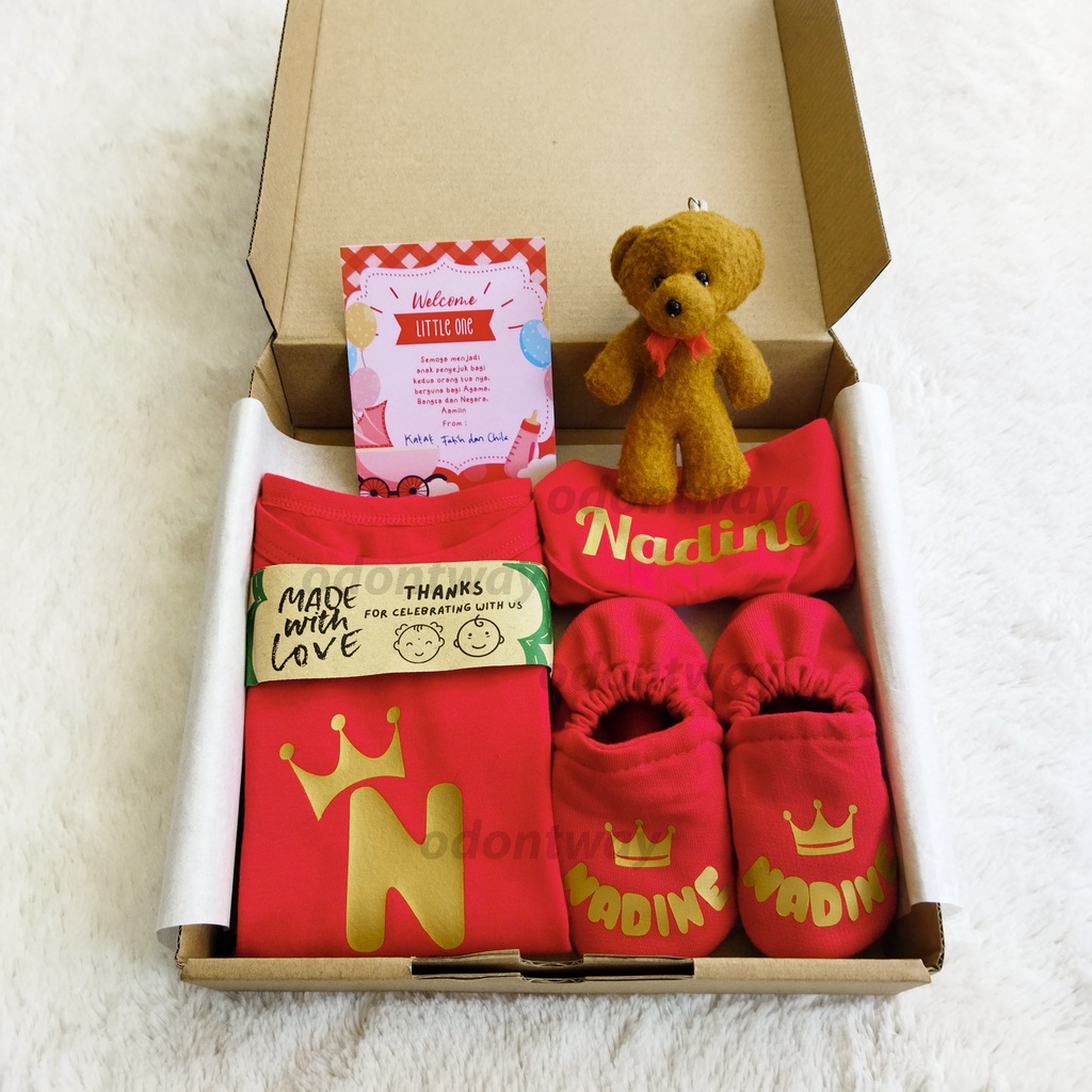 Hampers Baby Hadiah Kado Lahiran Bayi Baby Gift Set Custom Nama Bisa Bayi Perempuan Laki Laki Murah-5