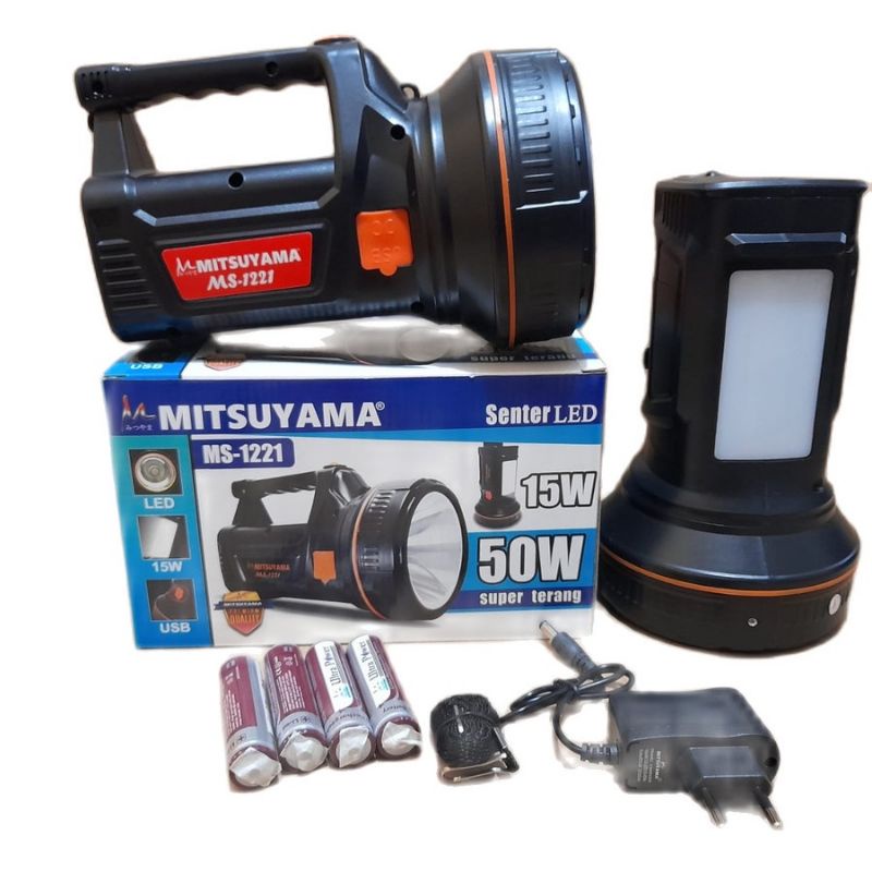 SENTER JUMBO LED MITSUYAMA 50 Watt MS-1221 Super Terang // SENTER 50 WATT + lampu emergency + powerbank MS-1221 | FMS