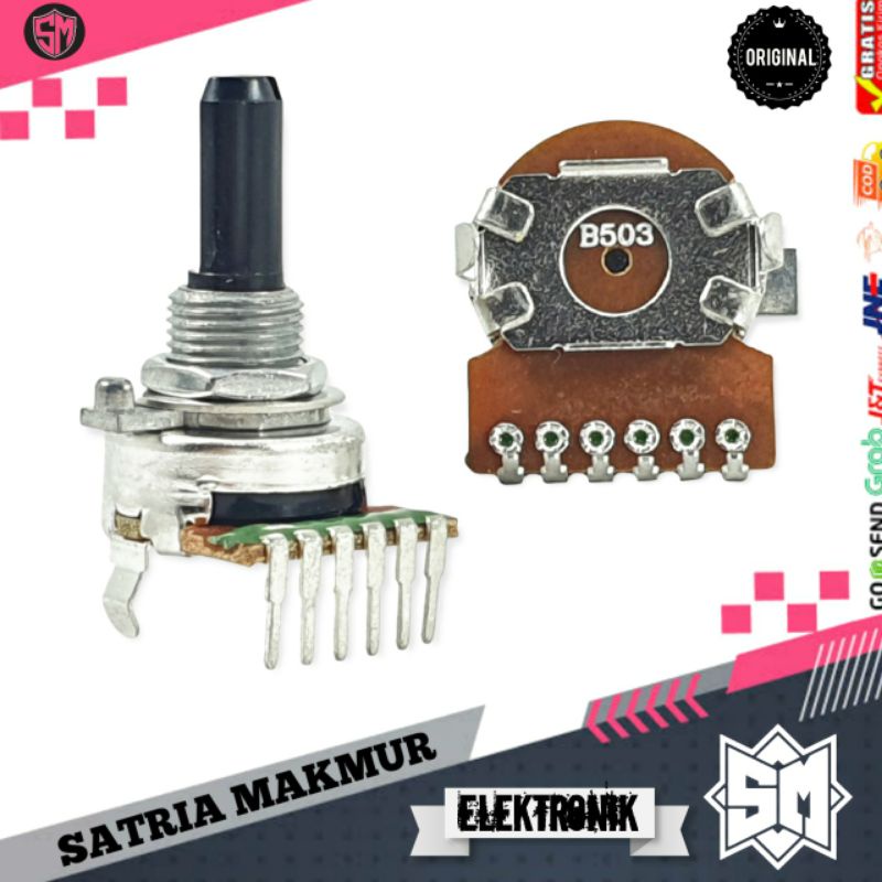 Potensio Ori Tape Politron Polytron 6 kaki tekuk drat AS panjang B503/50k