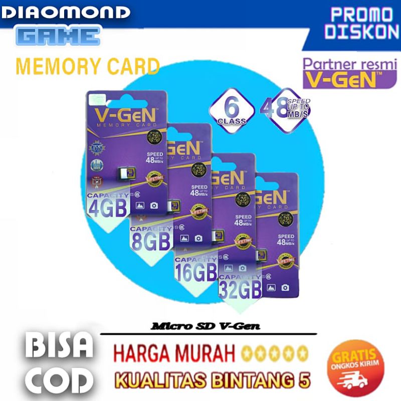 MEMORI HP V-GEN HP 4GB 8GB 16GB 32GB MICRO SD V-GEN CLASS 6 ORIGINAL