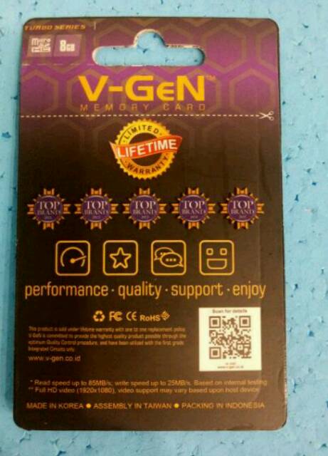 Memory Micro SD 8 GB Class 10 Orignal V-GEN Turbo Series