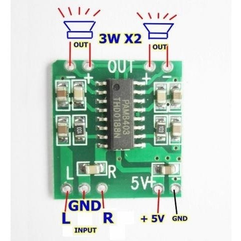 PAM8403 Module Mini Digital Audio Amplifier Board Stereo 2 Channel 3W