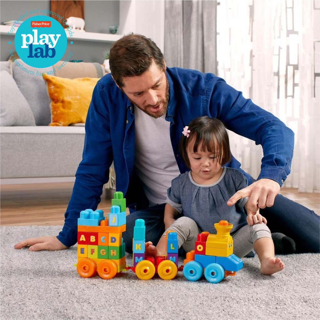 Mega Bloks ABC Musical Train Building Set (50 pieces) - Mainan Balok Susun Edukasi Anak