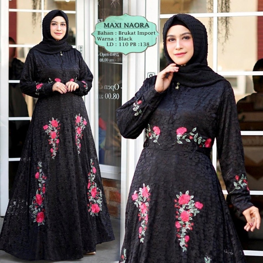 DREES BRUKAT NAORA MAXI BAJU MUSLIM RAMADHAN BROKAT GAMIS BROKAT MAXI CELMIRA DUYUNG DRESS MUSLIM